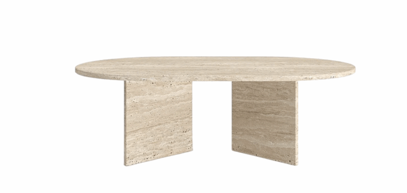 HAND CRAFTED OVAL TRAVERTINE COFFEE TABLE Sale price - Image 2